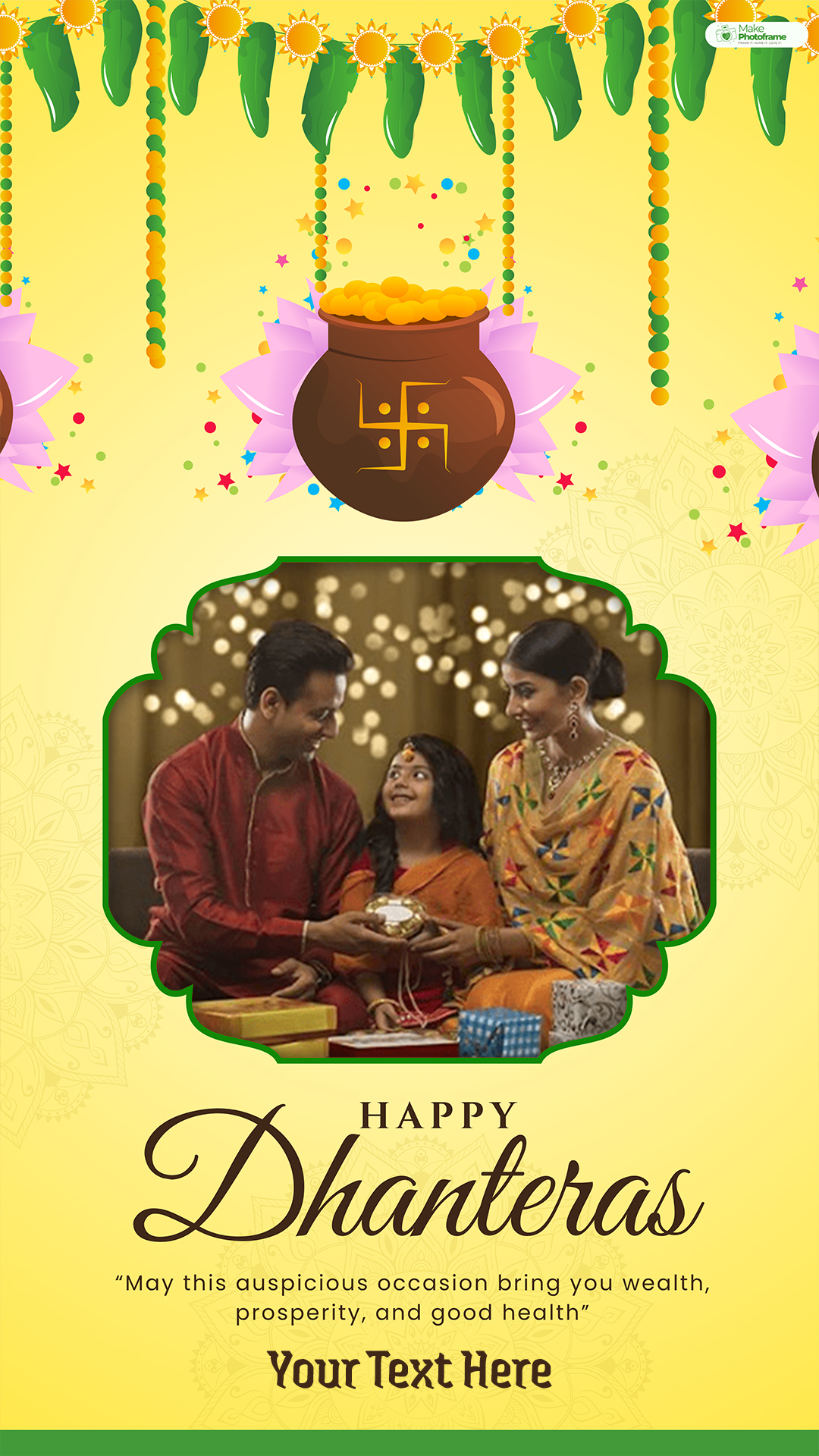Dhanteras 2025 Instagram Story Photo Frame With Name