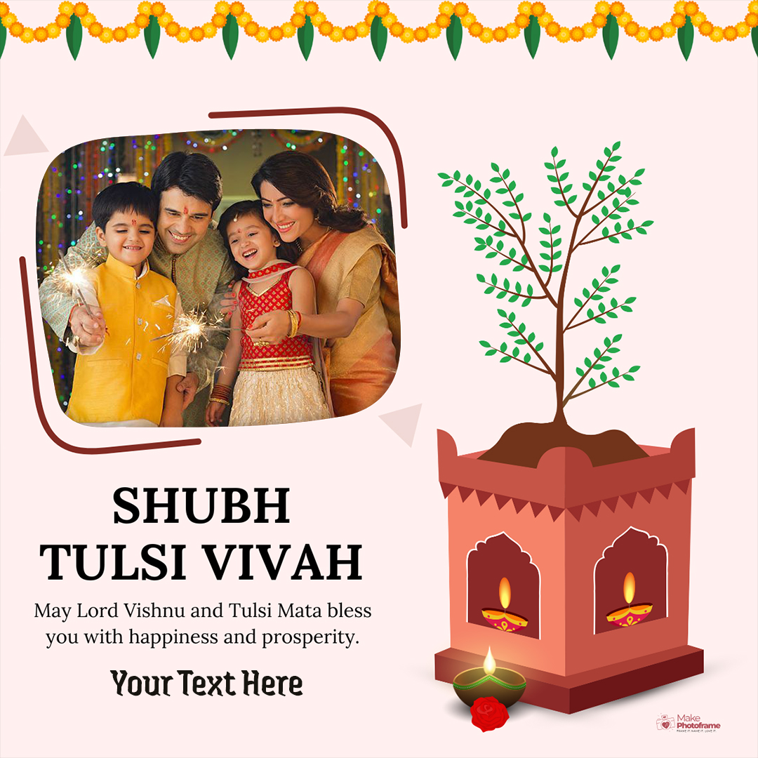 Happy Tulsi Vivah 2025 Digital Card With Photo And Name