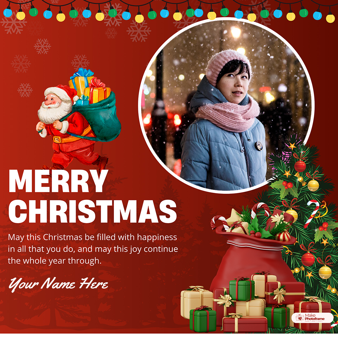 2025 Merry Christmas Santa Pic Frame With Name