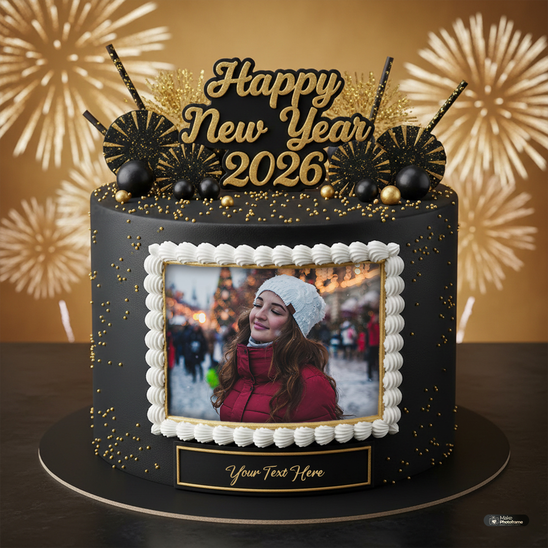 Happy New Year 2026 Cake Image Frame With Name