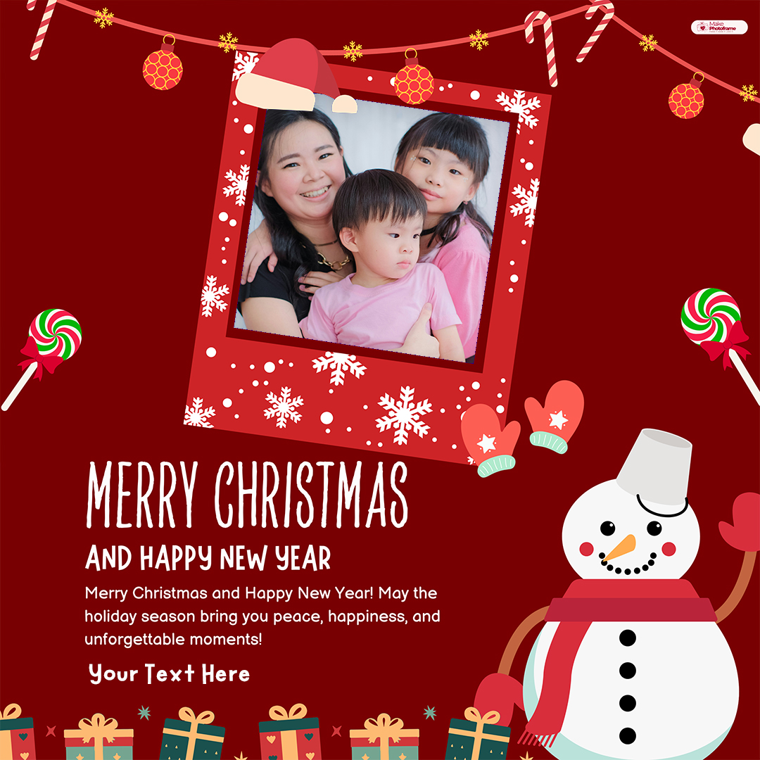 Merry Christmas 2025 New Year Eve Card With Photo And Name