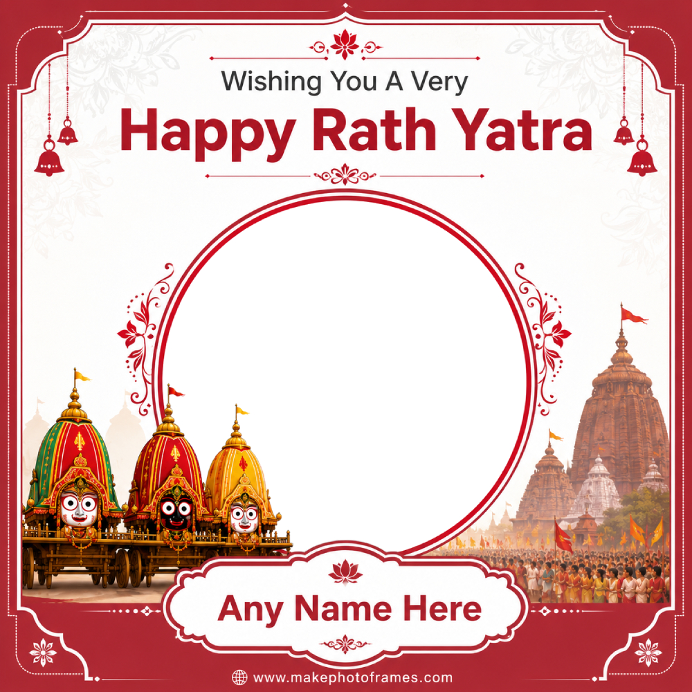 Jagannath Rath Yatra AI Photo Frame With Name – Create Free Personalized Festival Wishes