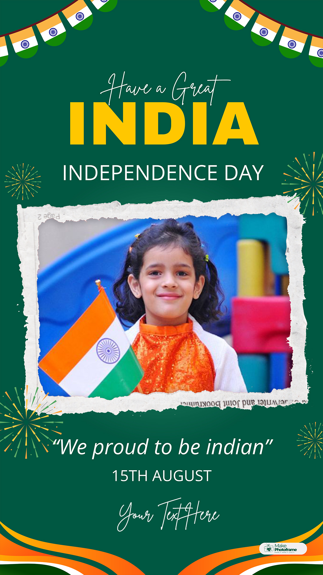 15th August 2026 Independence Day WhatsApp Status Frame With Name