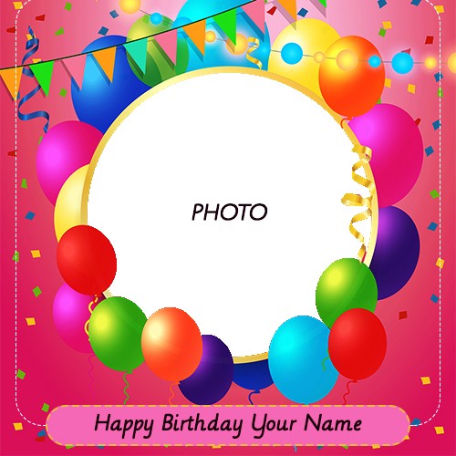Write Name On Birthday Balloon Frame Photo Editor
