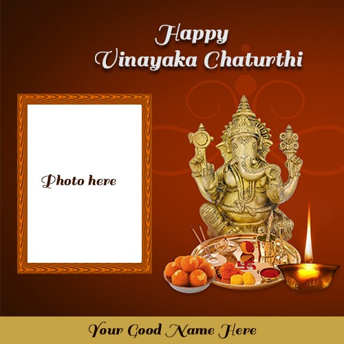 Happy Ganesh Vinayaka Chaturthi 2025 Ki Photo Frame With Name