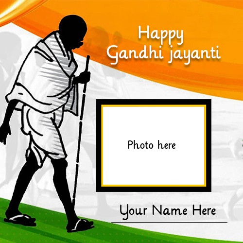 2 October 2025 Happy Gandhi jayanti Photo Frame With Name