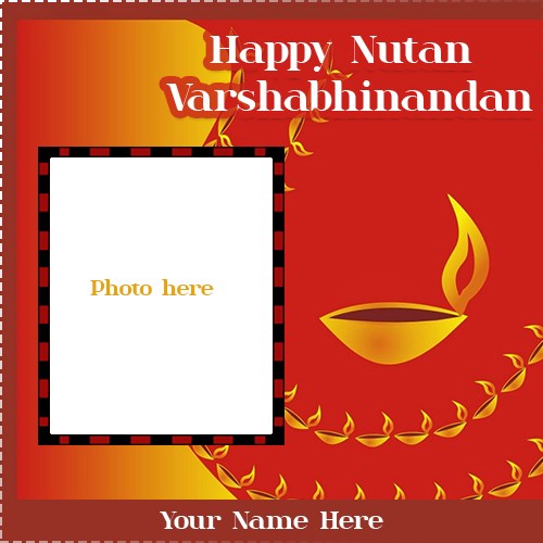 Happy Nutan Varshabhinandan 2025 Saal Mubarak Wishes Name Photo Frame