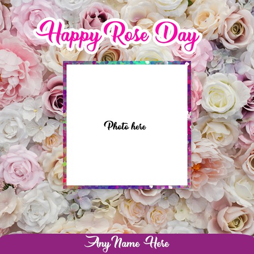 Happy Rose Day 2025 Photo Frame With Name