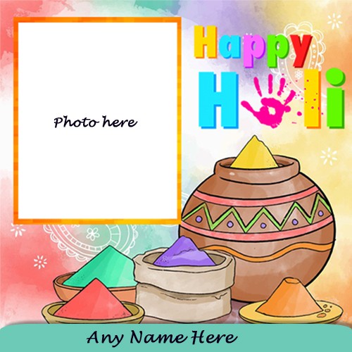 Happy Holi 2025 Card With Name And Photo