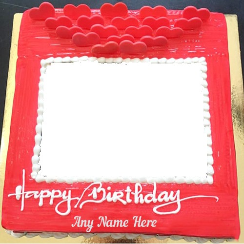Love Birthday Cake With Name And Photo Frame