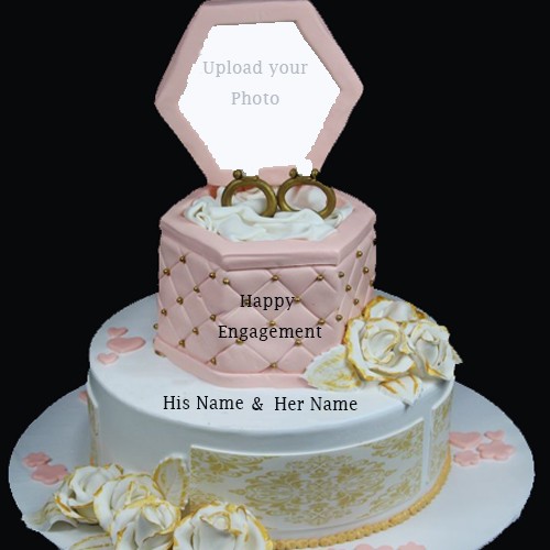 Engagement Anniversary Wishes Cake With Name And Photo