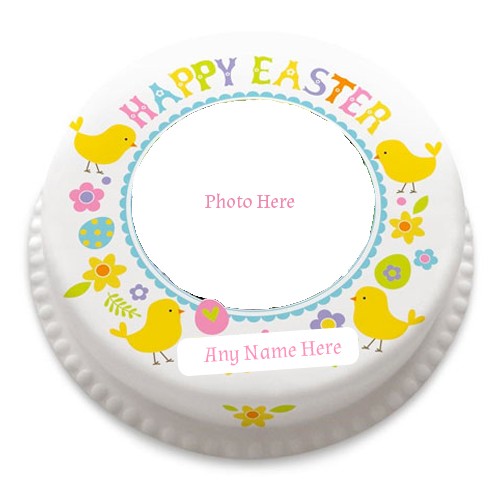 Easter Birthday Cake Photo Frame with name