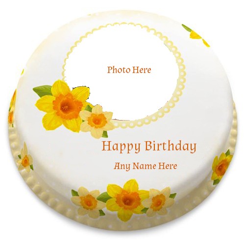Write Name On Birthday Cake Flower With Photo