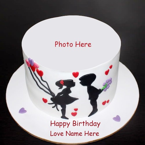 Love Couple Birthday Cake Photo With Name