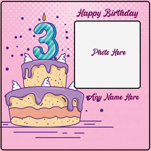 3rd Birthday Cake With Name And Photo