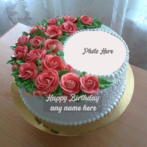 Write Name On Happy Birthday Flower Cake Photo