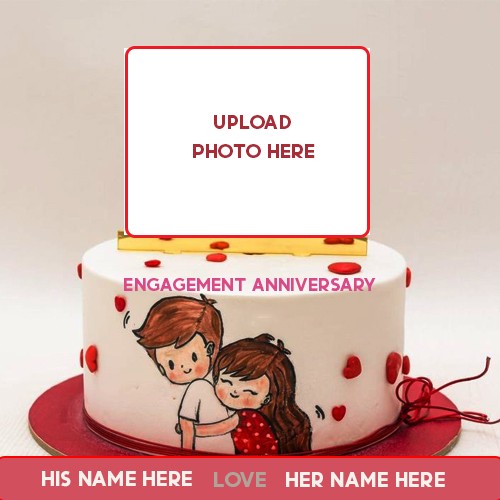 Make Name On Engagement Anniversary Photo With Cake