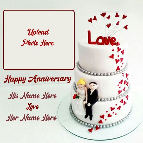 write name on wedding anniversary cake photo frame