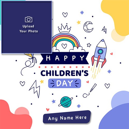 Make Name On Happy Childrens Day 2025 Photo Frame