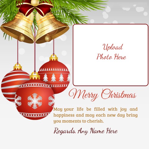 Make Your Own Name On Merry Christmas Card 2025 With Photo