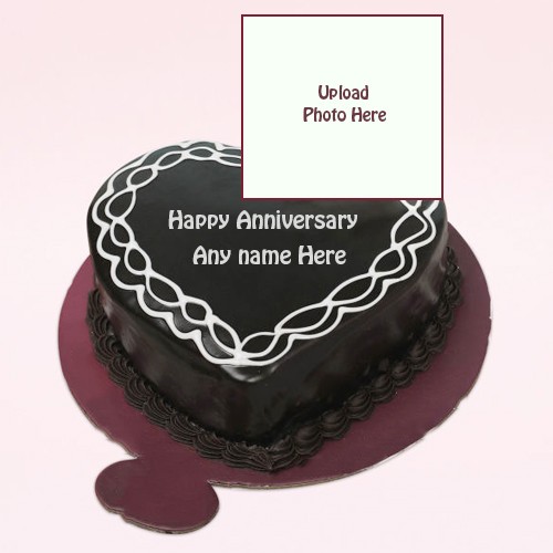 Write Name On Happy Anniversary Chocolate Cake With Photo
