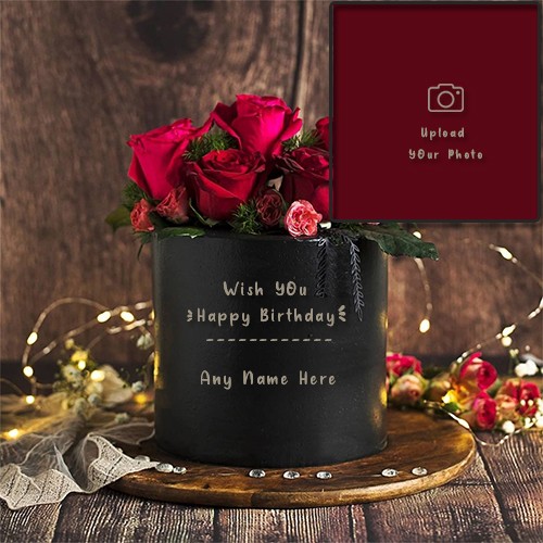 Happy Birthday Flowers Cake With Name And Photo Edit