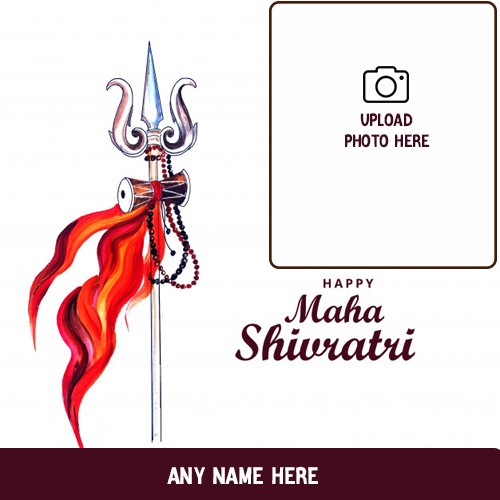 Write Name On Shivratri Shiv Trishul Photo Frame