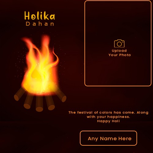 Write Name On 2025 Holika Dahan Frame Photo