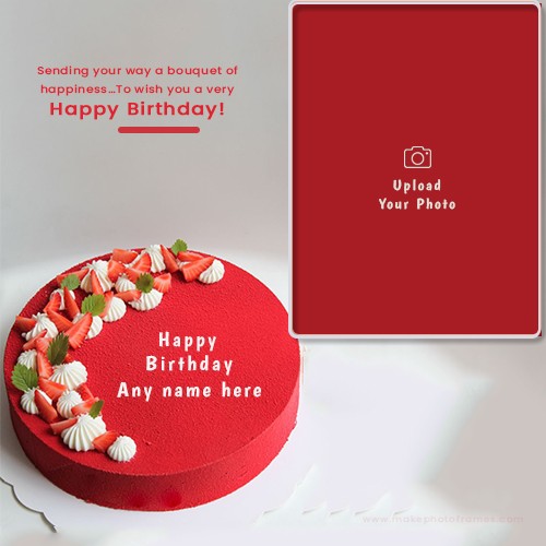 Birthday Strawberry Cake Photo With Generate Name
