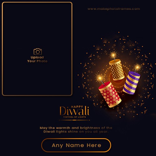 Diwali 2025 Crackers Card Photo Frame With Name