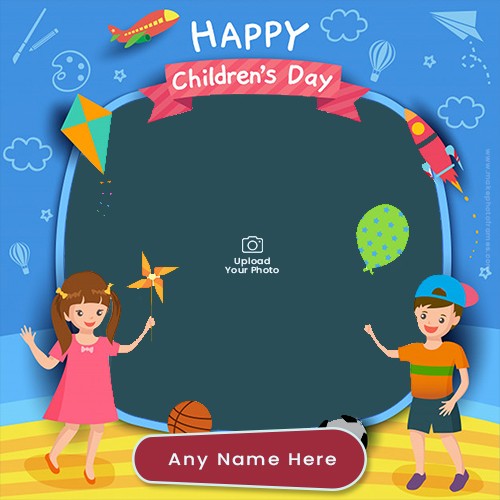 Childrens Day DP Photo Frame With Name Editor