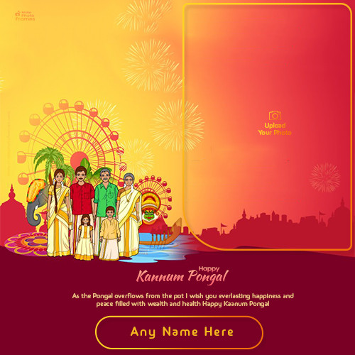 Happy Kaanum Pongal 2025 Card With Name And Photo Editor Online