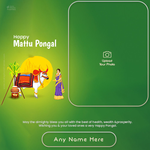 Happy Mattu Pongal 2025 Photo Frame In Advance With Name