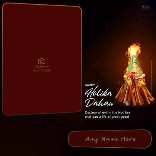 Create Name On Holika Dahan 2025 Quotes With Photo In English