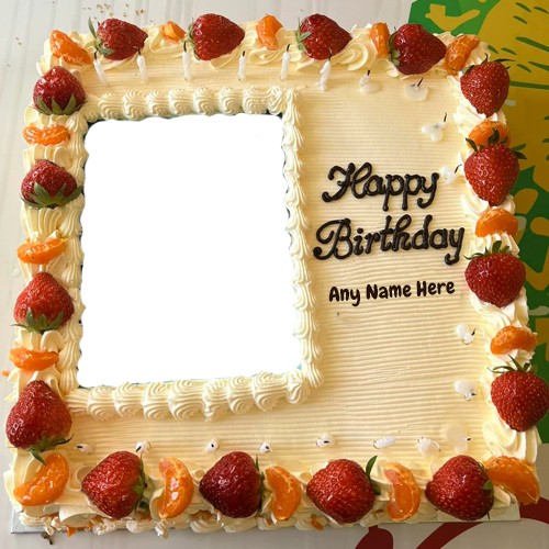 Picture On Strawberry Birthday Cake With Name