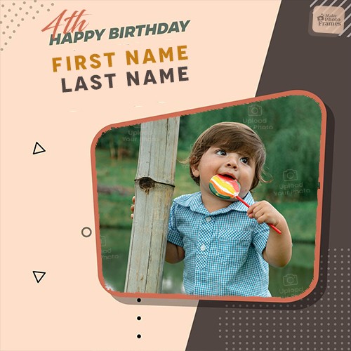 4th Birthday Photo Frame With Name