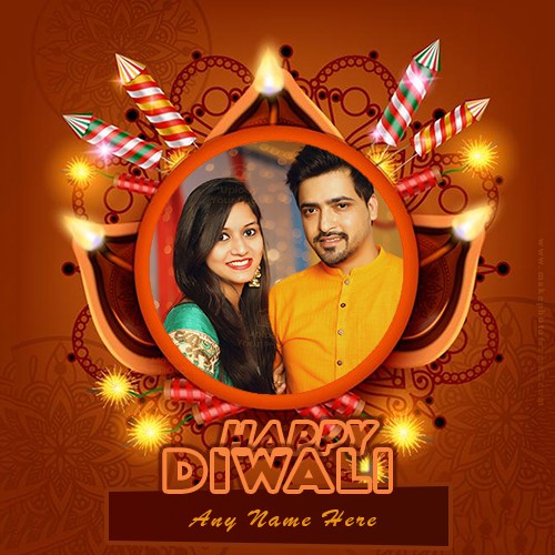 Make Name On Diwali Wishes With Photo Frame