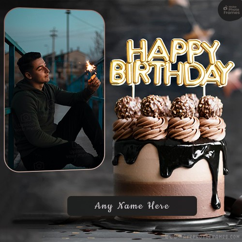 Birthday Wishes Chocolate Cake With Name And Photo Edit