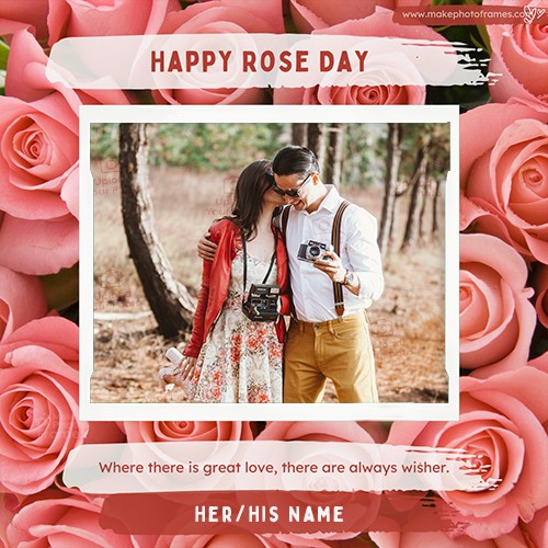 Rose Day 2025 Photo Frame With Name And Love Quote