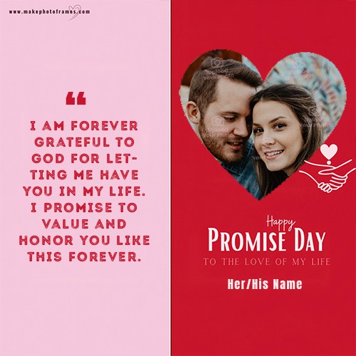 Customized Promise Day Picture Frame For Valentine's Day
