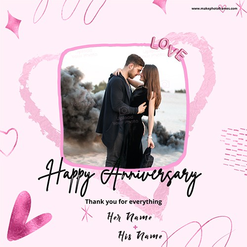 Design Your Own Anniversary Greeting Card With Name And Photo