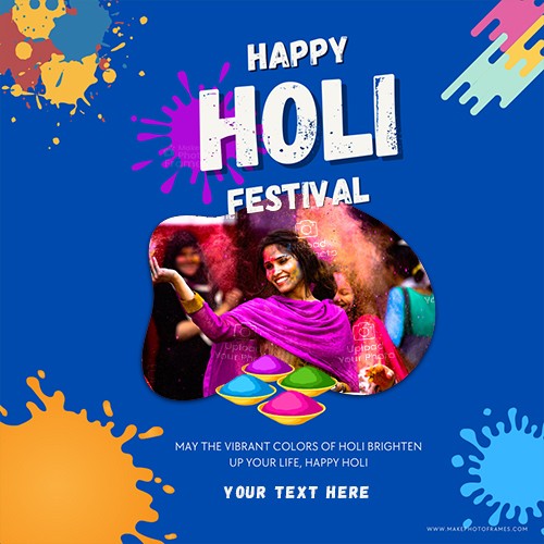 Holi Festival Photo Frame With Name Download