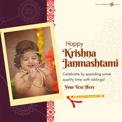 Krishna Janmashtami 2025 Card With Name And Photo Frame Editing