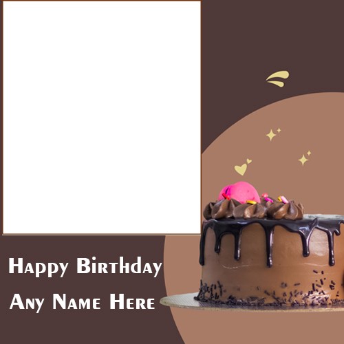 Dark Chocolate Birthday Cake Photo Frame Online Editor