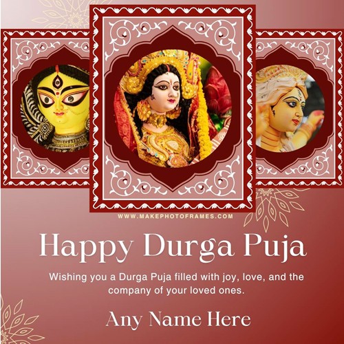 Photo Frame Durga Puja Wishes 2025 With Name