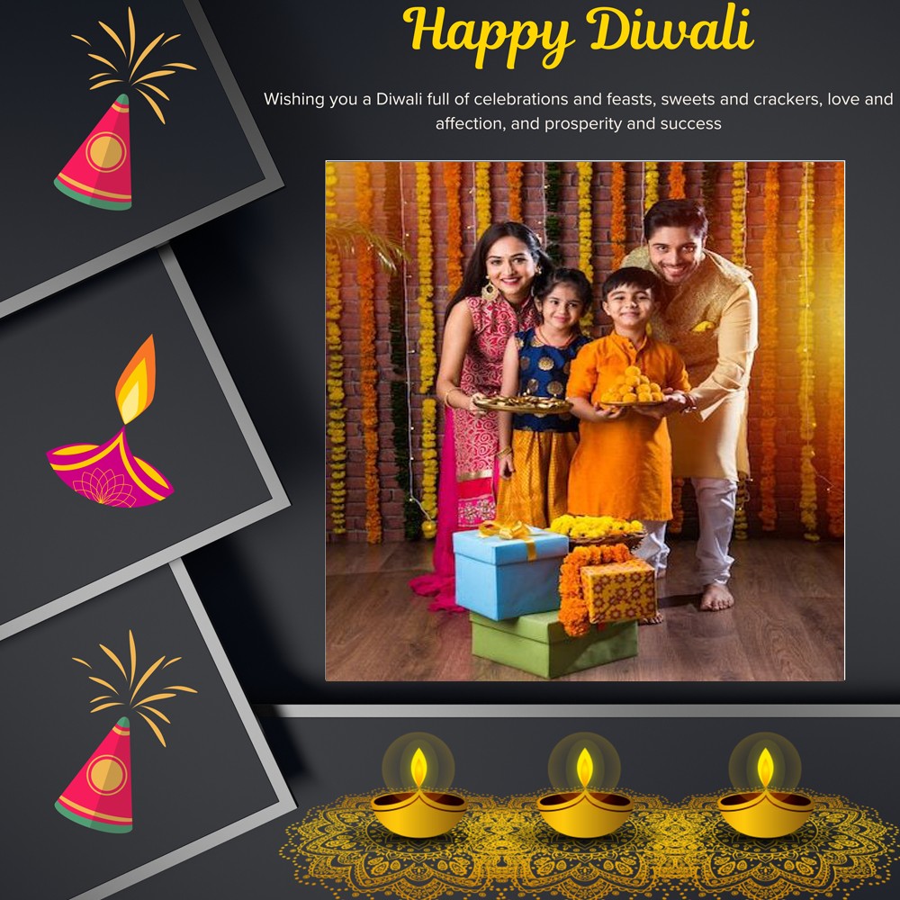 Happy Diwali 2025 Greetings Photo Frame With Picture Edit Online