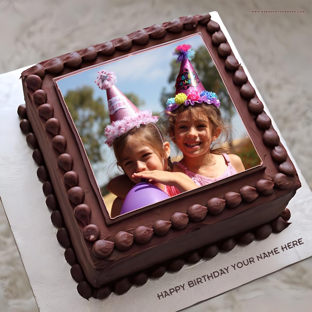Chocolate Birthday Cake With Edit Photo And Name Writing