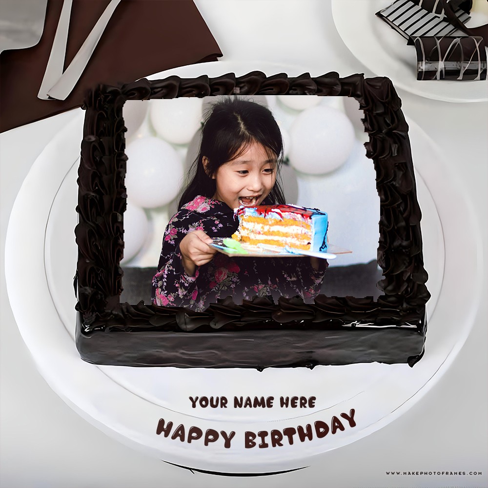 Dark Chocolate Birthday Cake Online Edit Name And Photo