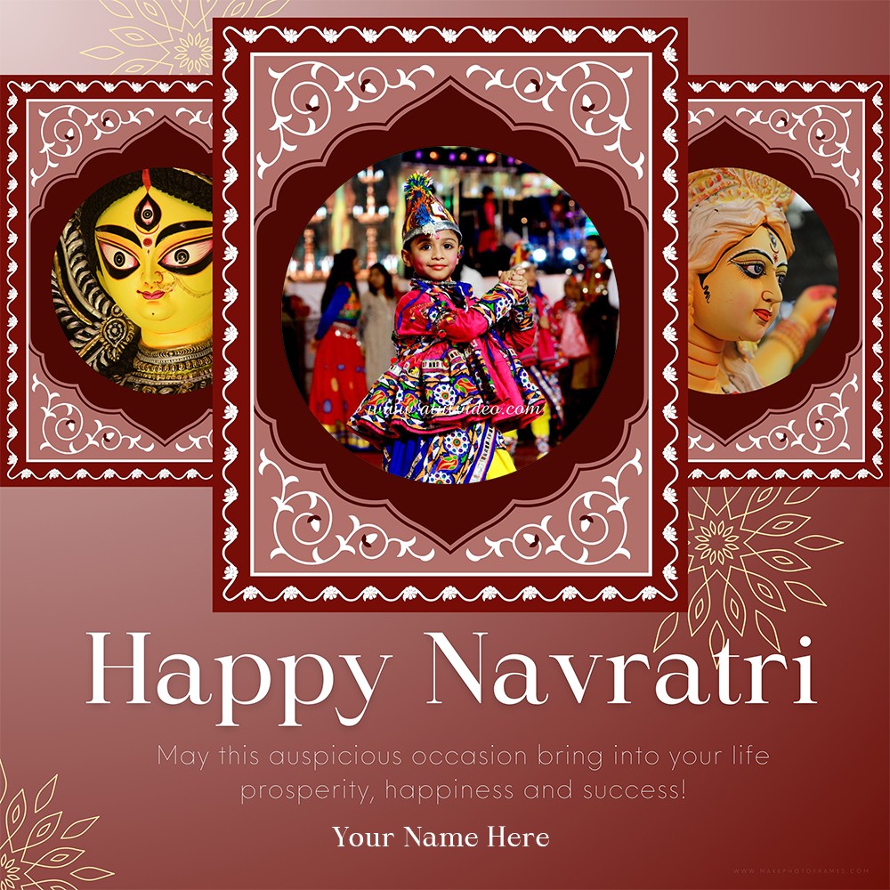 Navratri Festival 2025 Status Photo Frame HD Download With Name