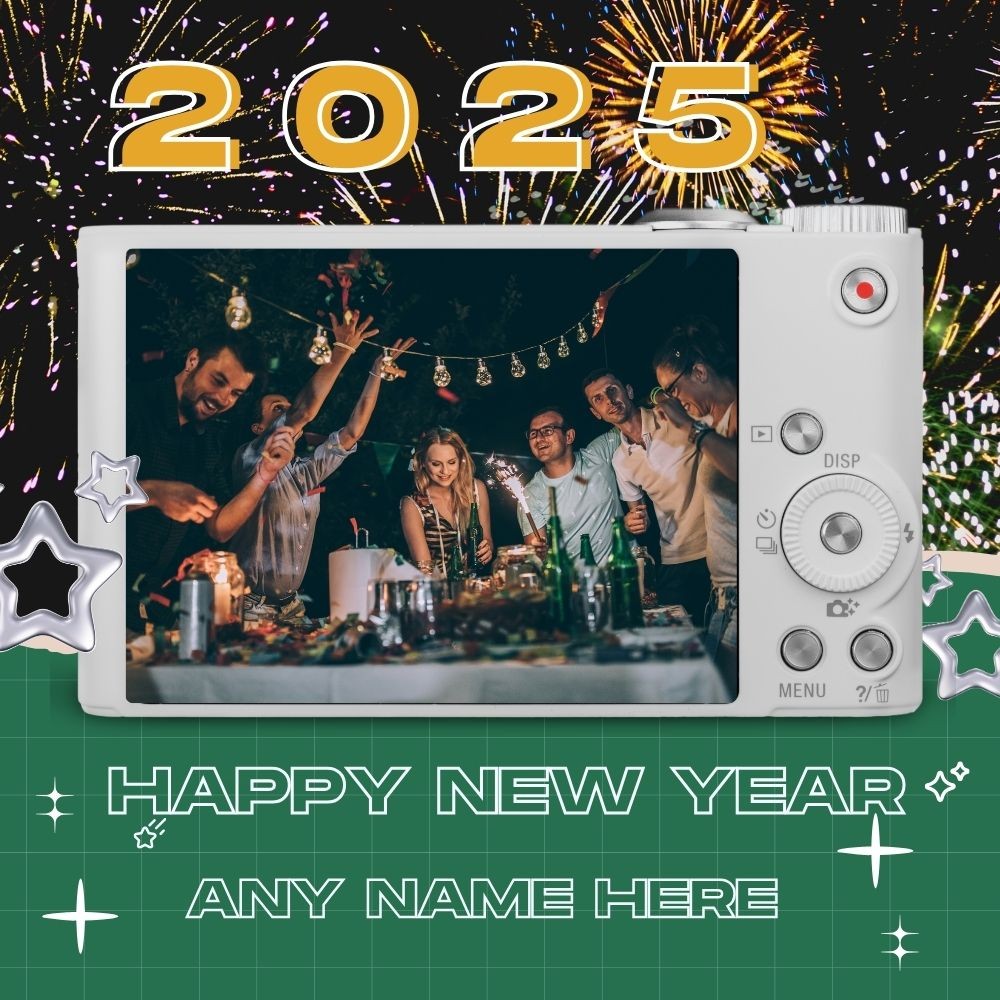 Happy New Year 2025 Wishes Picture Frame With Name